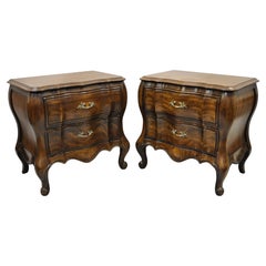 Vintage French Provincial Cherry Bombe Nightstands by White Furniture, a Pair