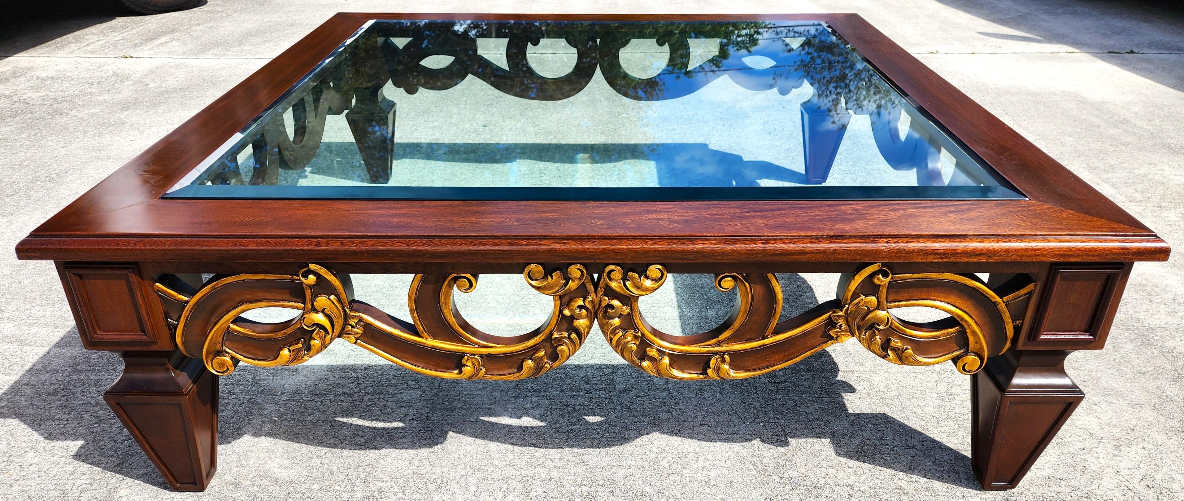 For FULL item description click on CONTINUE READING at the bottom of this page.
Offering One Of Our Recent Palm Beach Estate Fine Furniture Acquisitions Of A
Vintage French Provincial Solid Wood Gold Scroll Coffee Cocktail Table
With a thick beveled