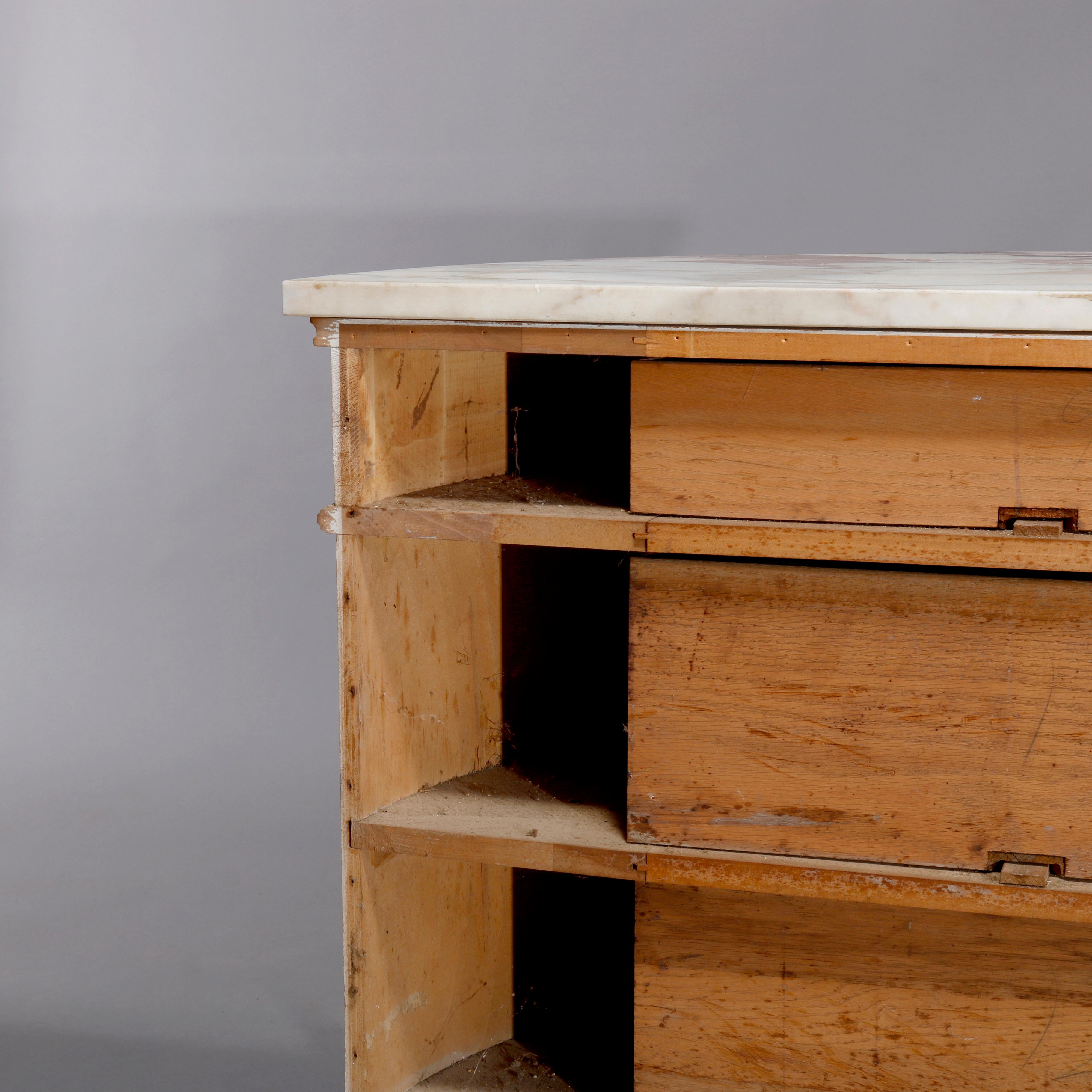 Vintage French Provincial Demilune Gilt & Painted Marble Top Commode, Circa 1930 8