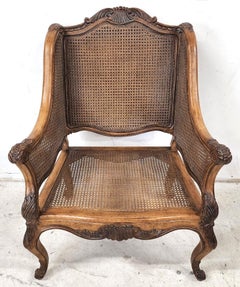 Vintage French Provincial Double Cane Lounge Accent Chair