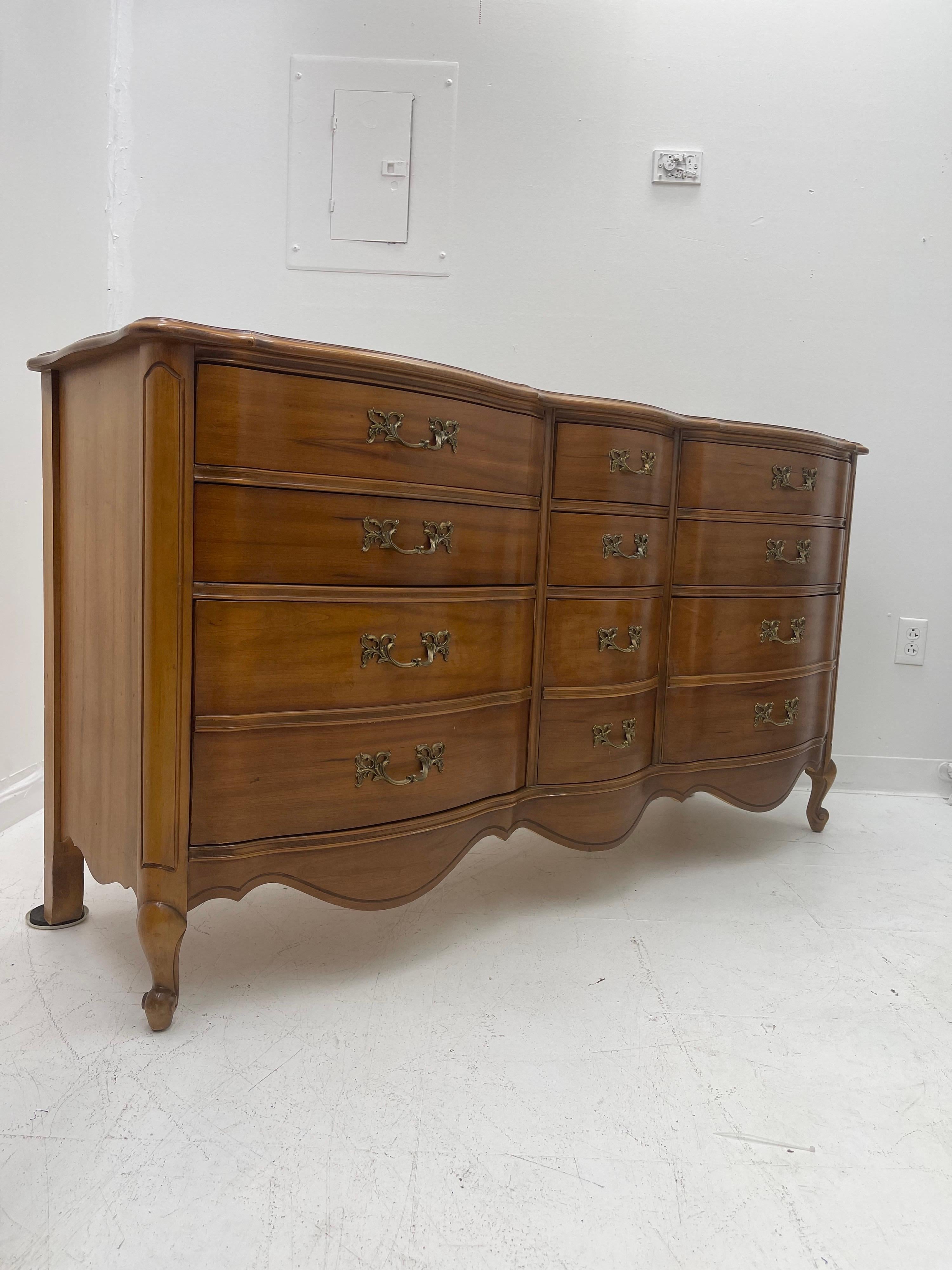 Mid-Century Modern Vintage French Provincial Dresser or Credenza with Dovetailed Drawers