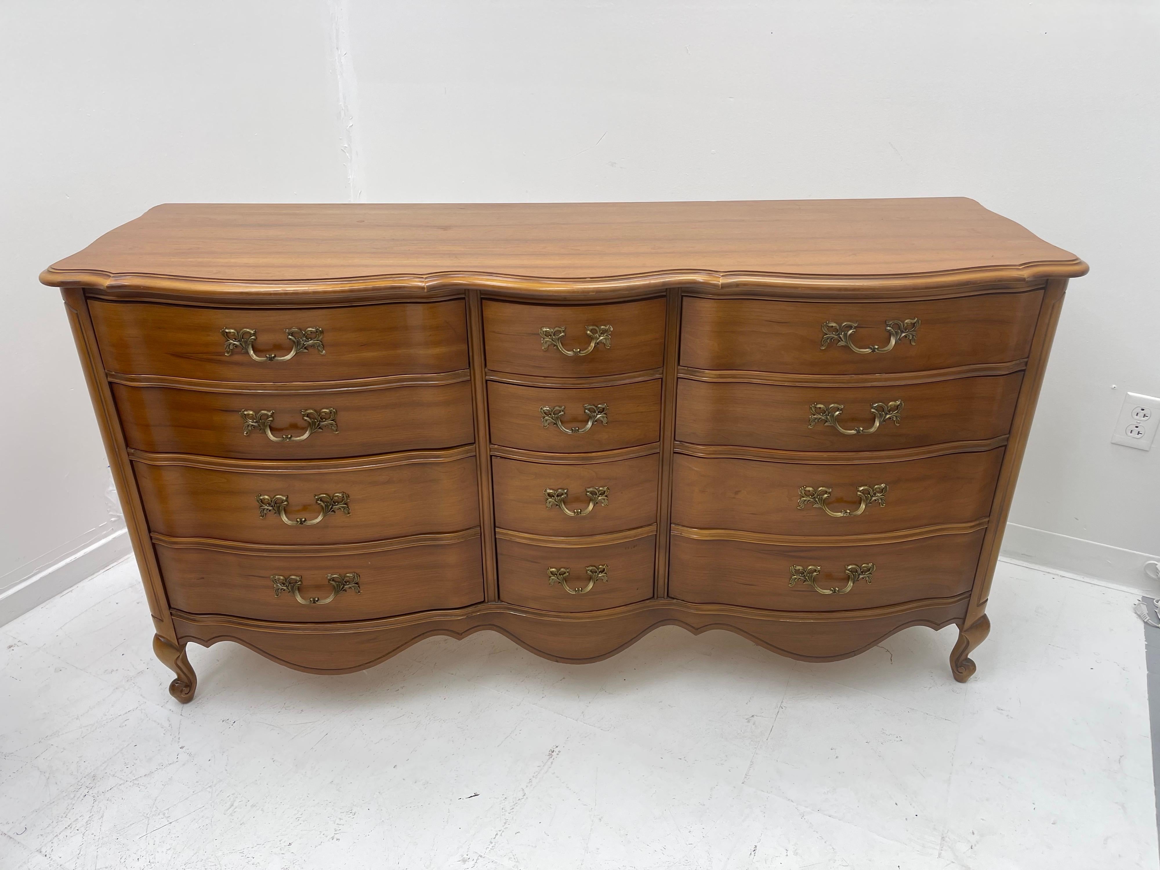 Vintage French Provincial Dresser or Credenza with Dovetailed Drawers In Good Condition In Seattle, WA