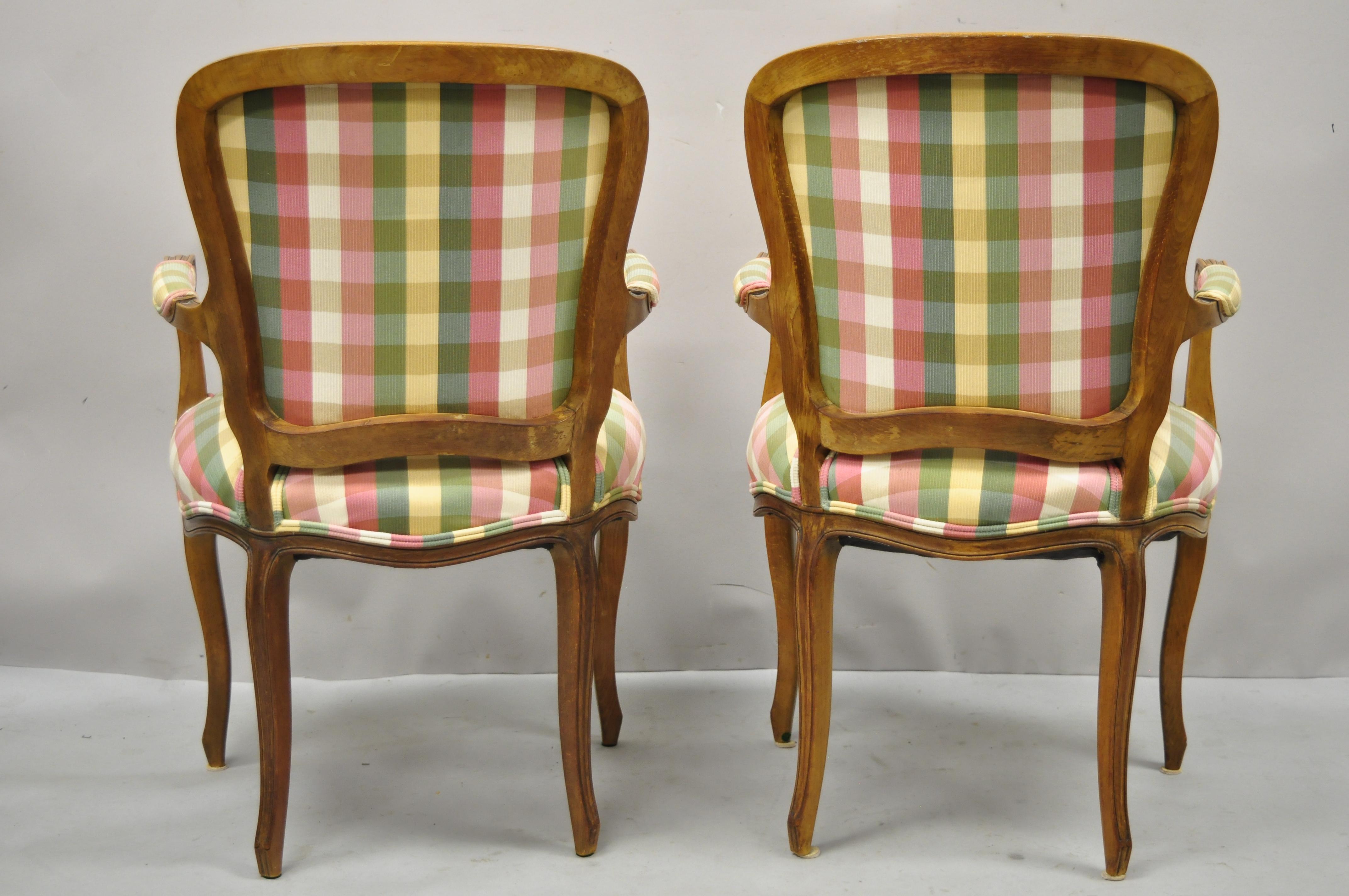 Fabric Vintage French Provincial Fauteuil Arm Chairs by Simon Loscertales Bona, a Pair For Sale