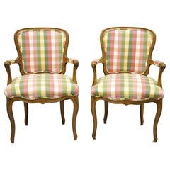 Vintage French Provincial Fauteuil Arm Chairs by Simon Loscertales Bona, a Pair
