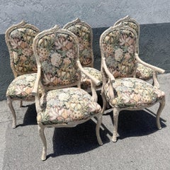 Vintage French Provincial Faux Bois Dining Chairs - Set of 6