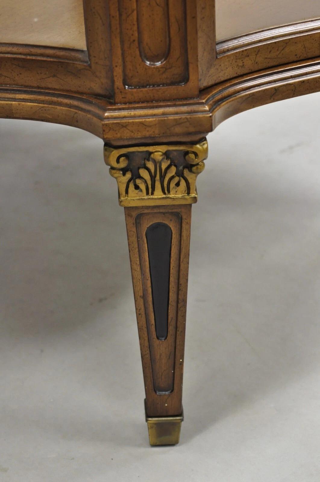 Vintage French Provincial Fruit Wood Curved Glass One Door Display Side Table For Sale 1