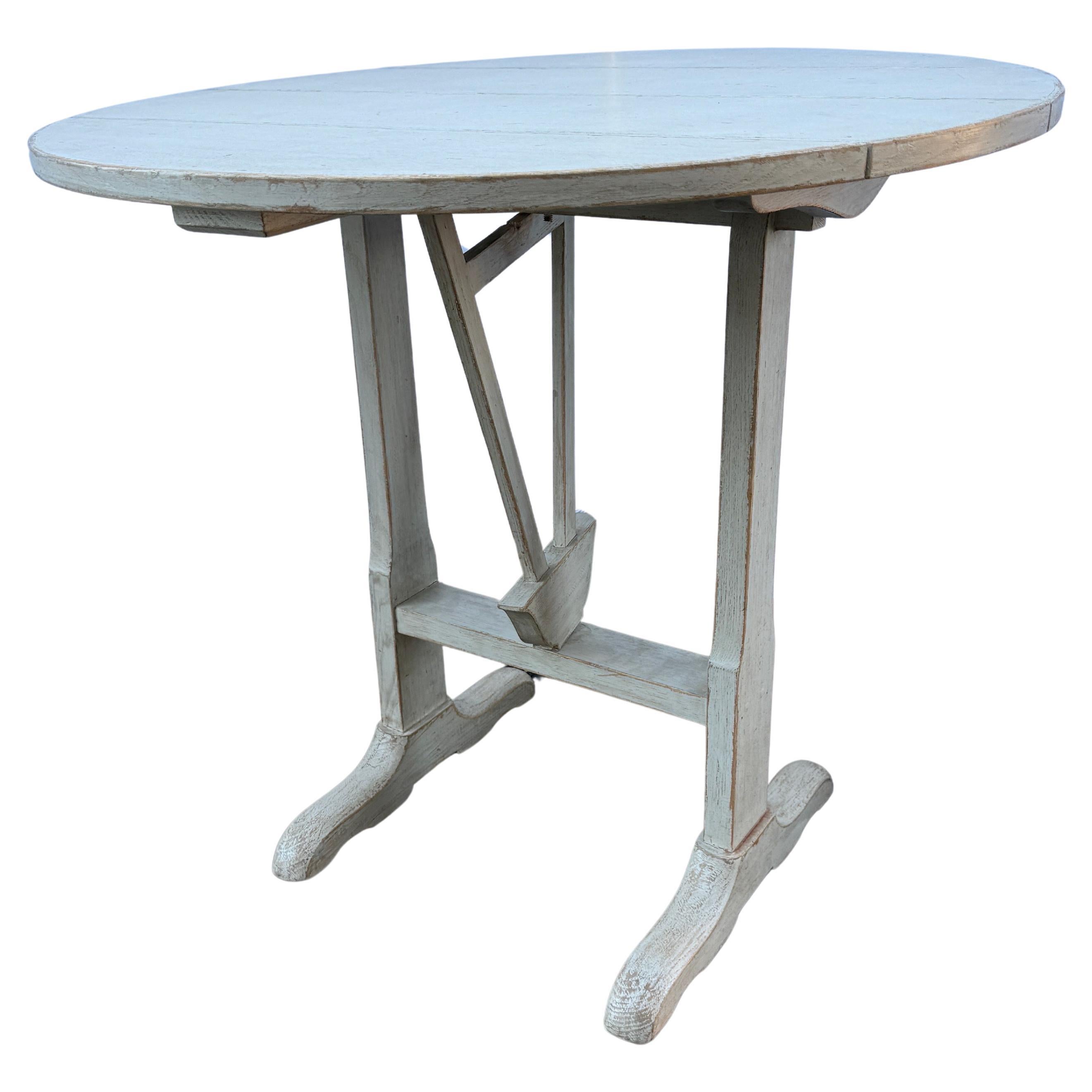 Vintage French Grey Painted Wine Tasting Table For Sale