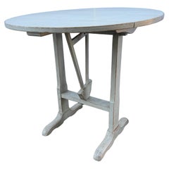 Vintage French Provincial Grey Painted Wine Tasting Table