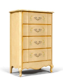 Vintage French Provincial Hand-Painted Cream Dresser w/ Cabriole Legs