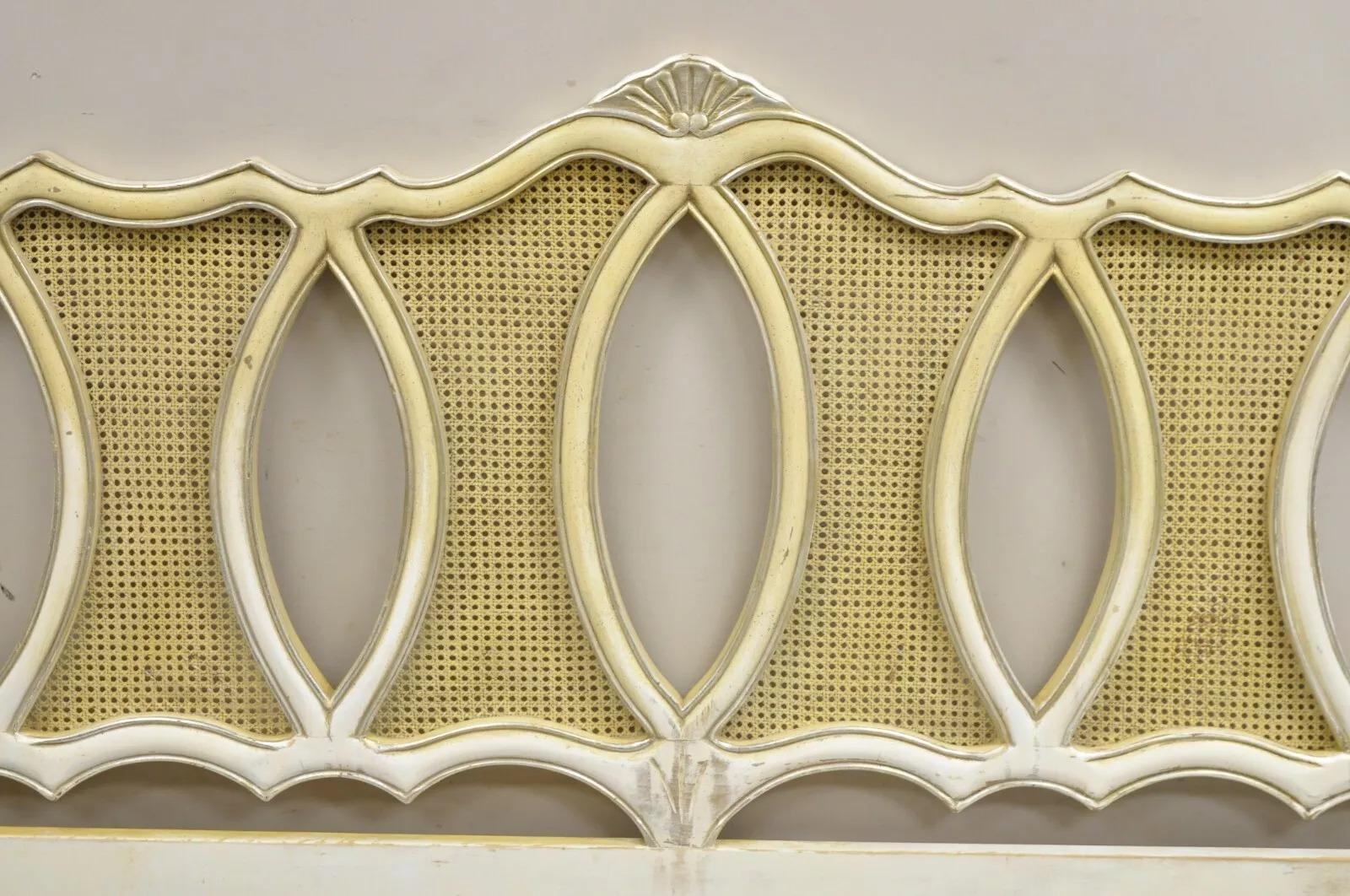 Cabecero Vintage French Provincial Hollywood Regency King Cane Pintado Crema Regencia de Hollywood en venta