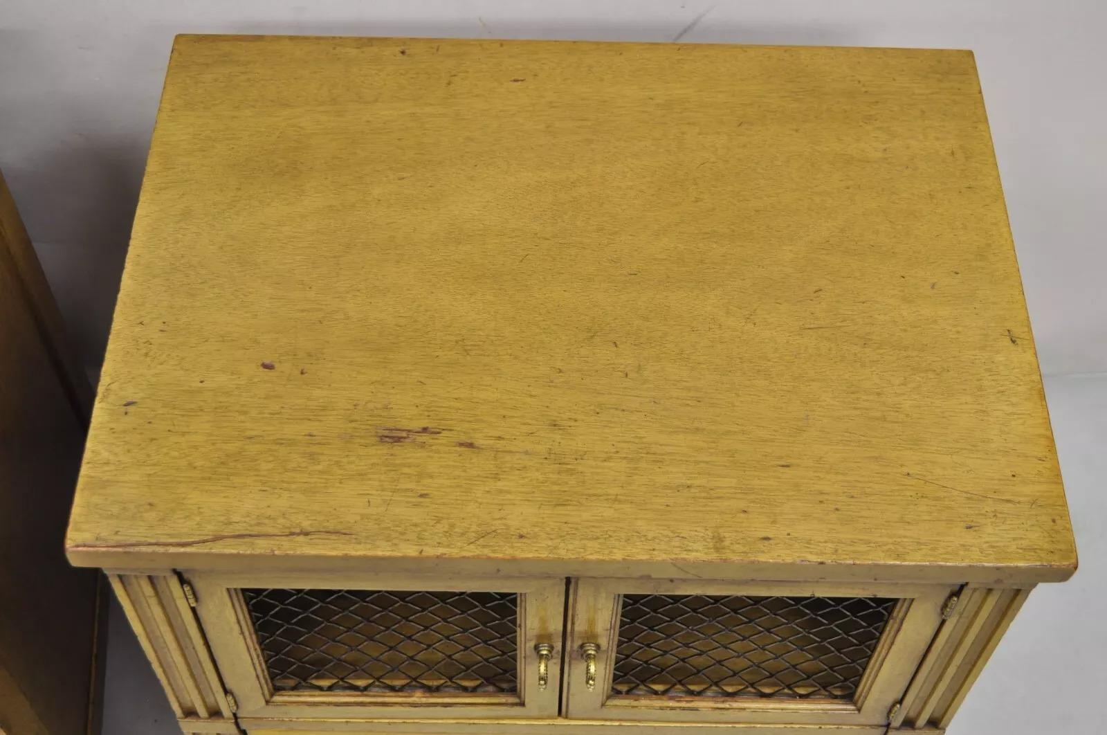 20th Century Vintage French Provincial Hollywood Regency Nightstands Bedside Tables - a Pair