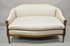 Vintage French Provincial Hollywood Regency Upholstered Settee Loveseat Sofa