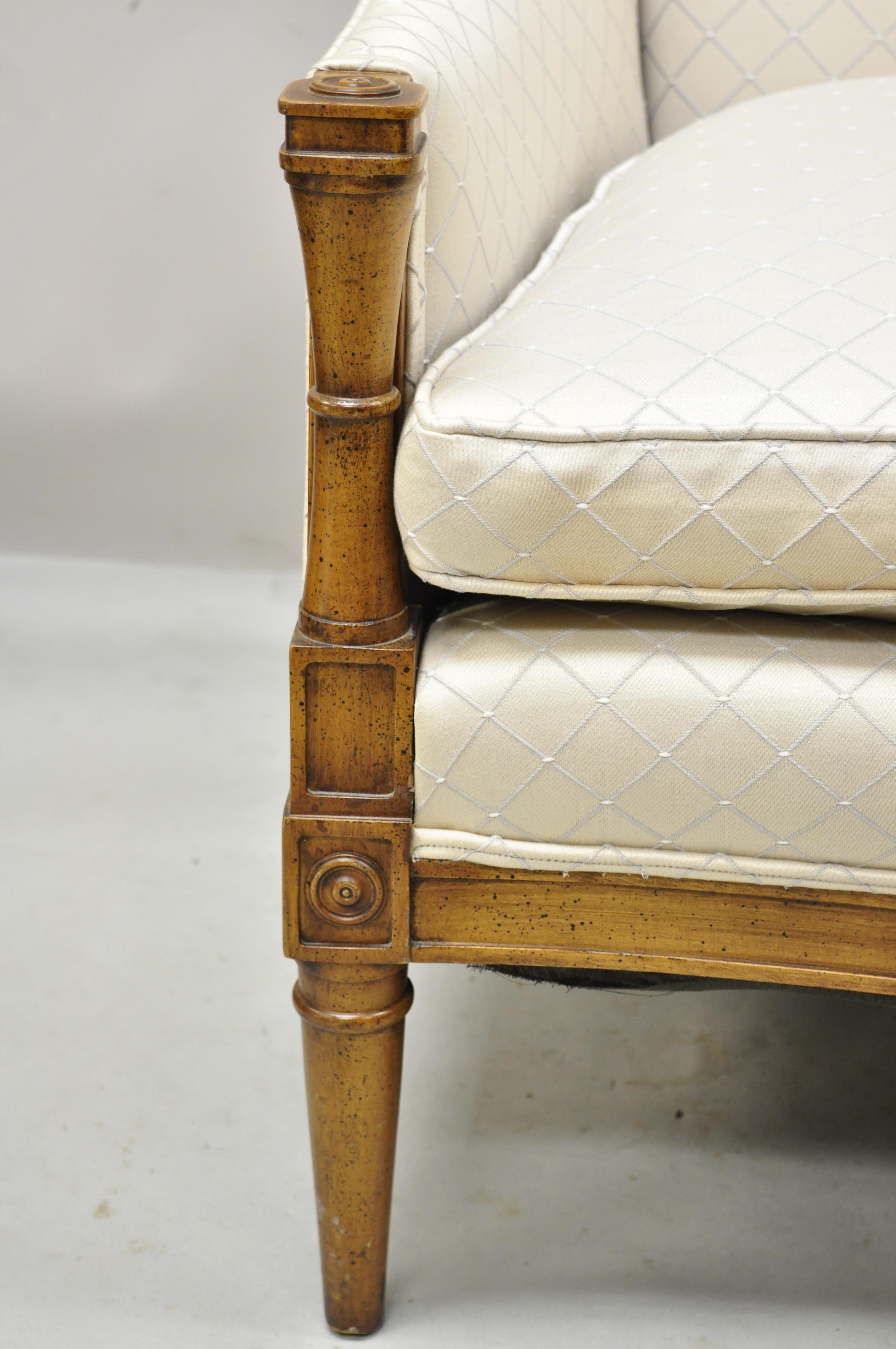 Vintage French Provincial Hollywood Regency Upholstered Settee Loveseat Sofa In Good Condition In Philadelphia, PA