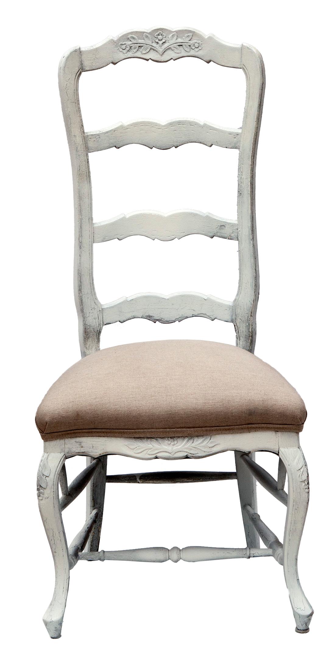 Sedie con schienale a scaletta della provincia francese vintage con seduta in lino; una coppia in vendita 5