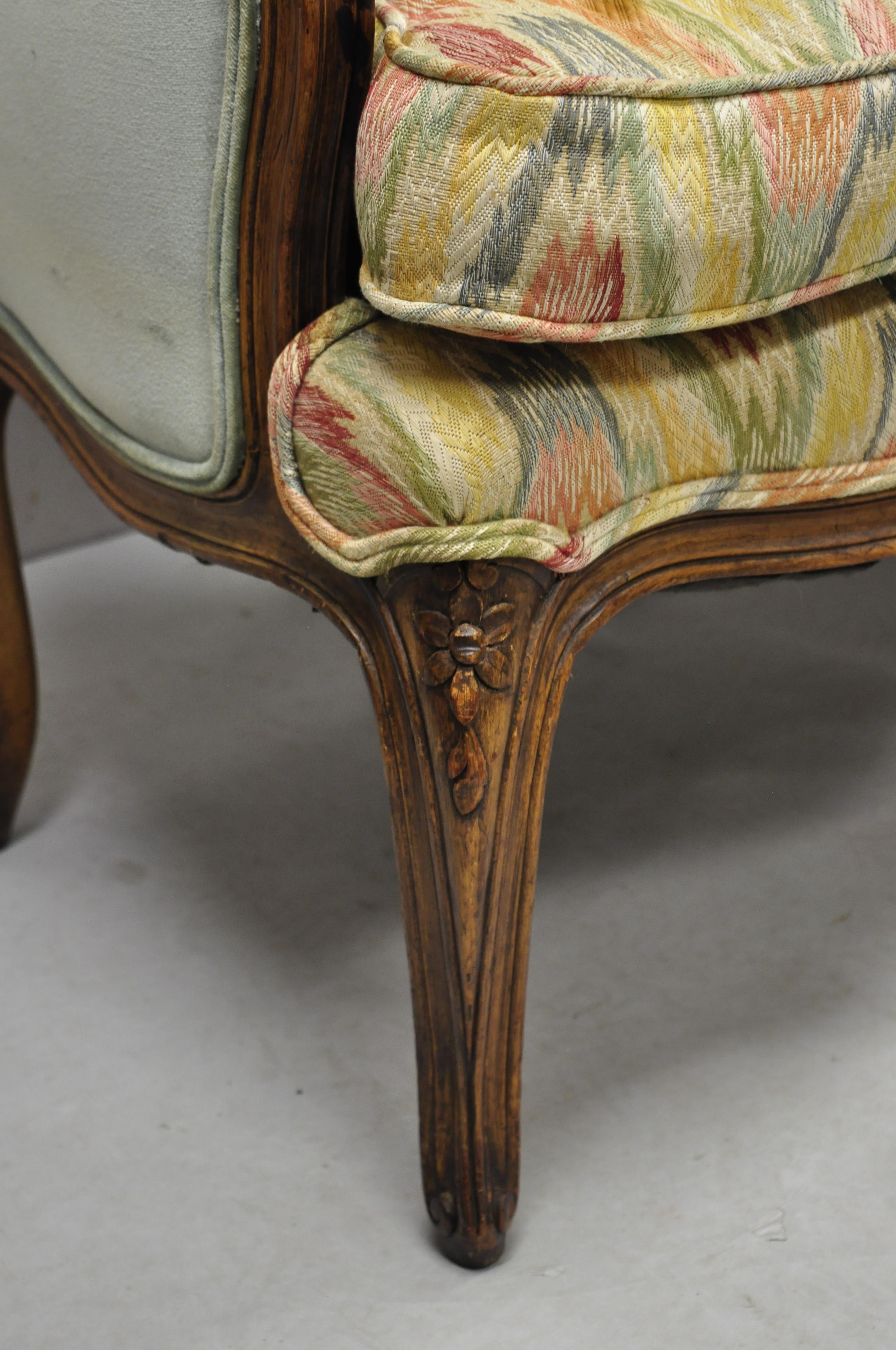 Vintage French Provincial Louis XV Country Narrow Tall Back Chairs 'A' - a Pair For Sale 2