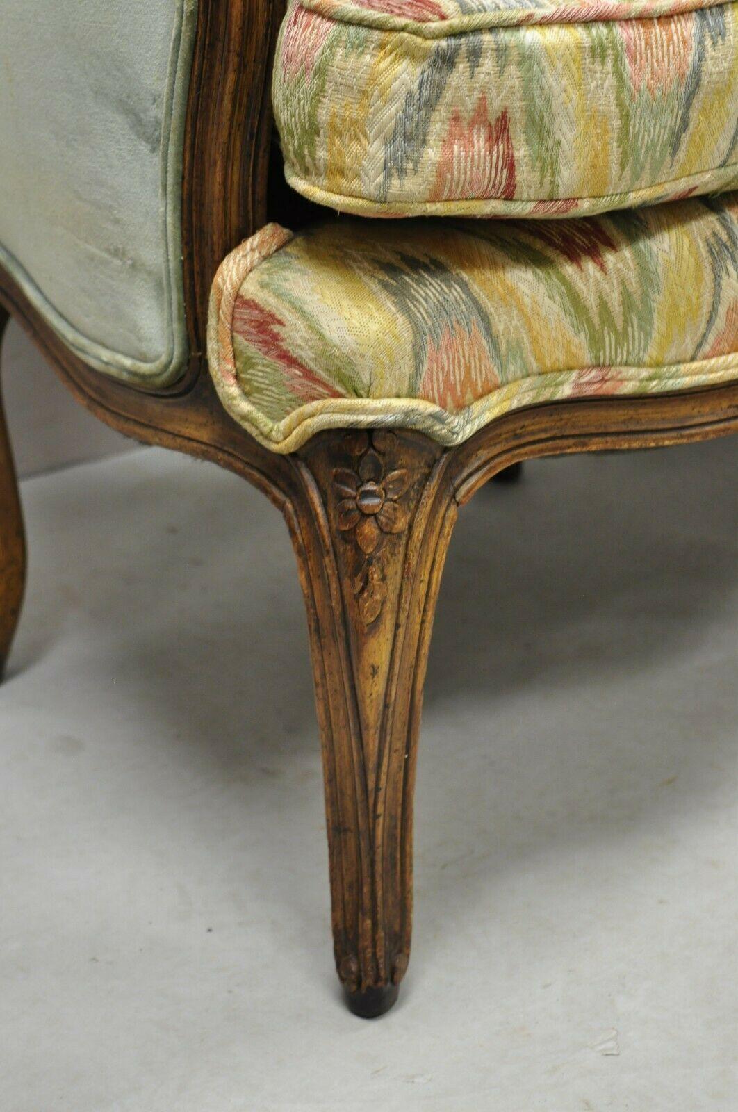 Vintage French Provincial Louis XV Country Narrow Tall Back Chairs 'B' - a Pair For Sale 3