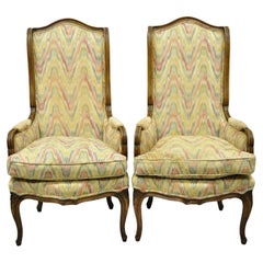 Vintage French Provincial Louis XV Country Narrow Tall Back Chairs 'B' - a Pair
