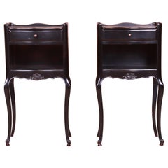 Vintage French Provincial Louis XV Ebonized Nightstands, circa 1950s