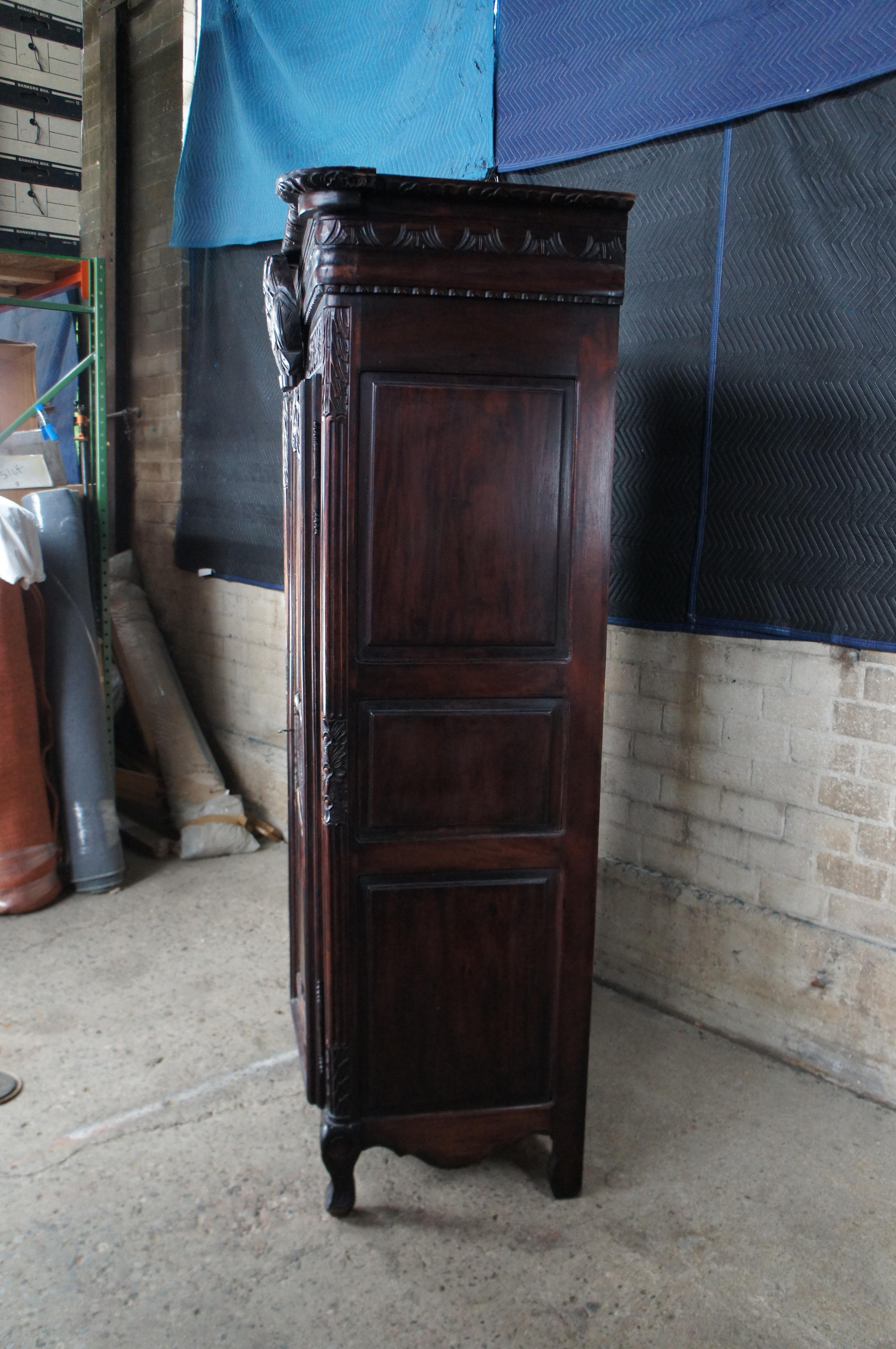 Vintage French Provincial Louis XV Mahogany Wedding Armoire Hanging Wardrobe 84