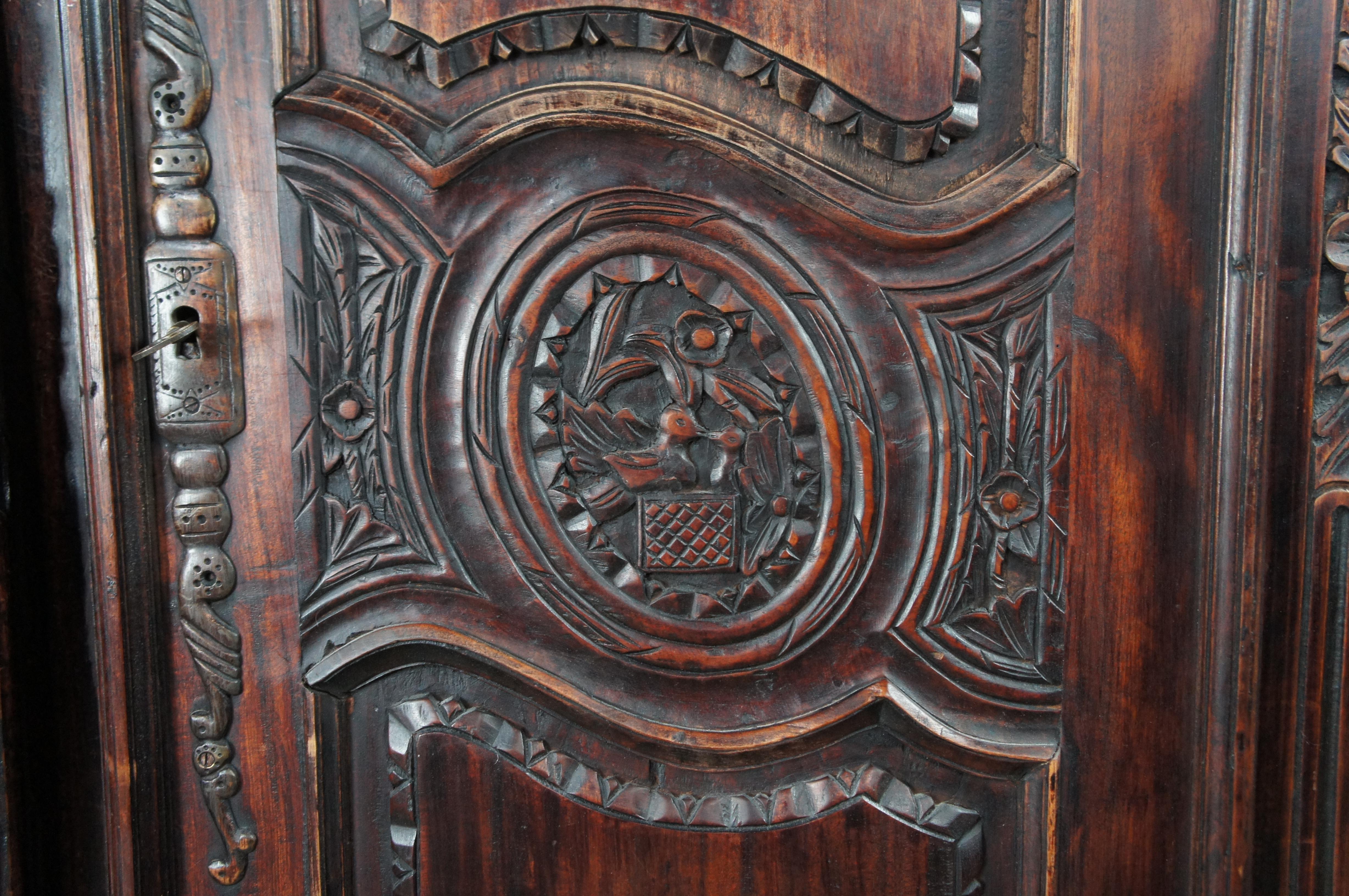 Vintage French Provincial Louis XV Mahogany Wedding Armoire Hanging Wardrobe 84