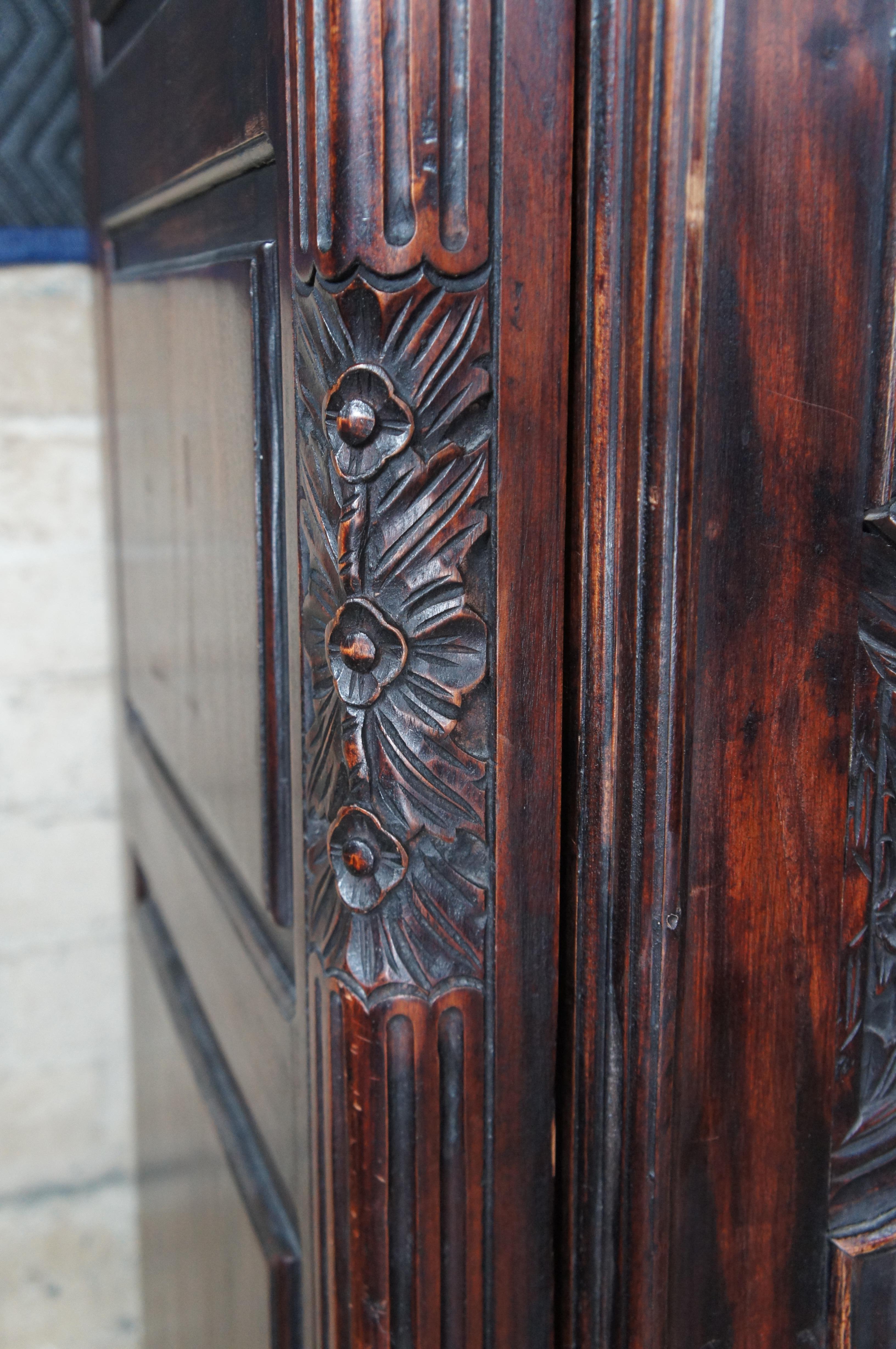 Vintage French Provincial Louis XV Mahogany Wedding Armoire Hanging Wardrobe 84