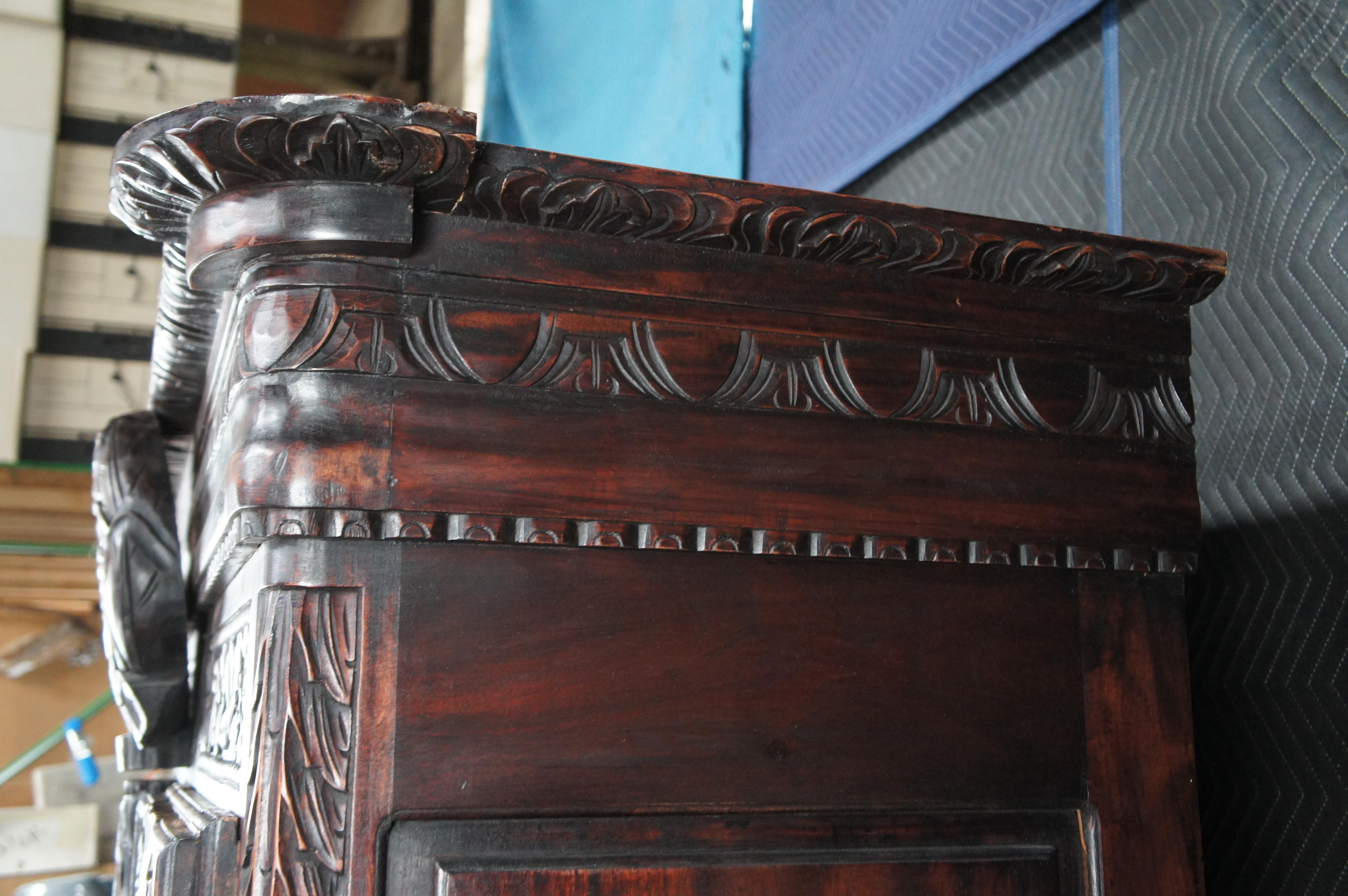 Vintage French Provincial Louis XV Mahogany Wedding Armoire Hanging Wardrobe 84