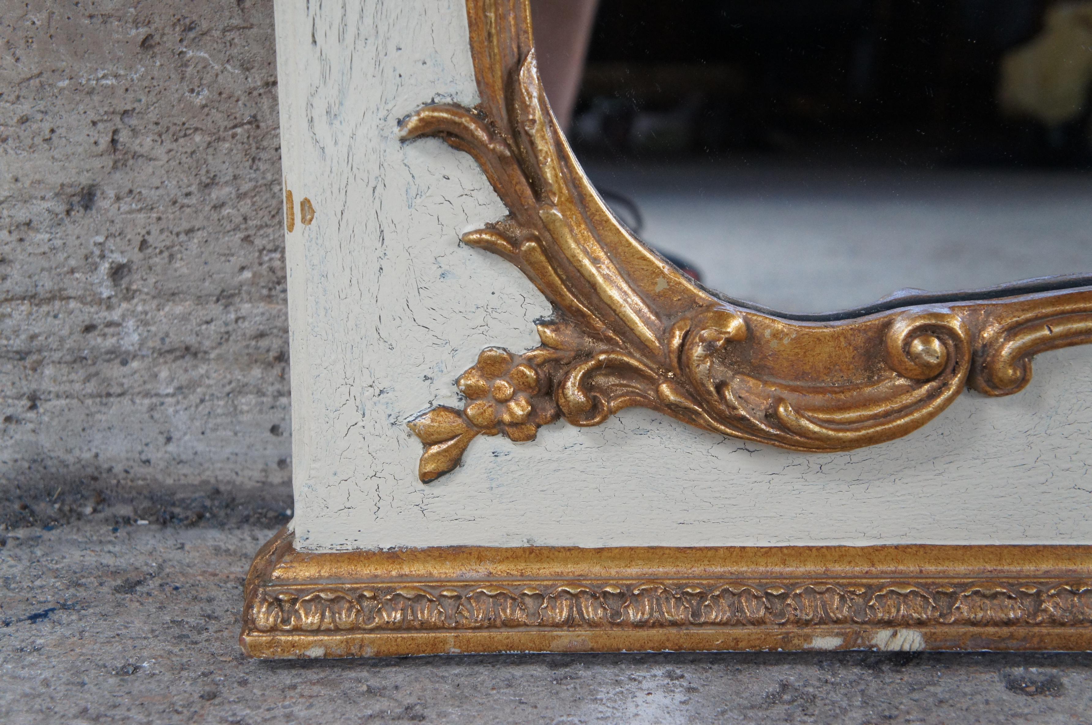 Vintage Francés Provincial Louis XV Sobre Mantel Trumeau Espejo w Pintura al Óleo 65