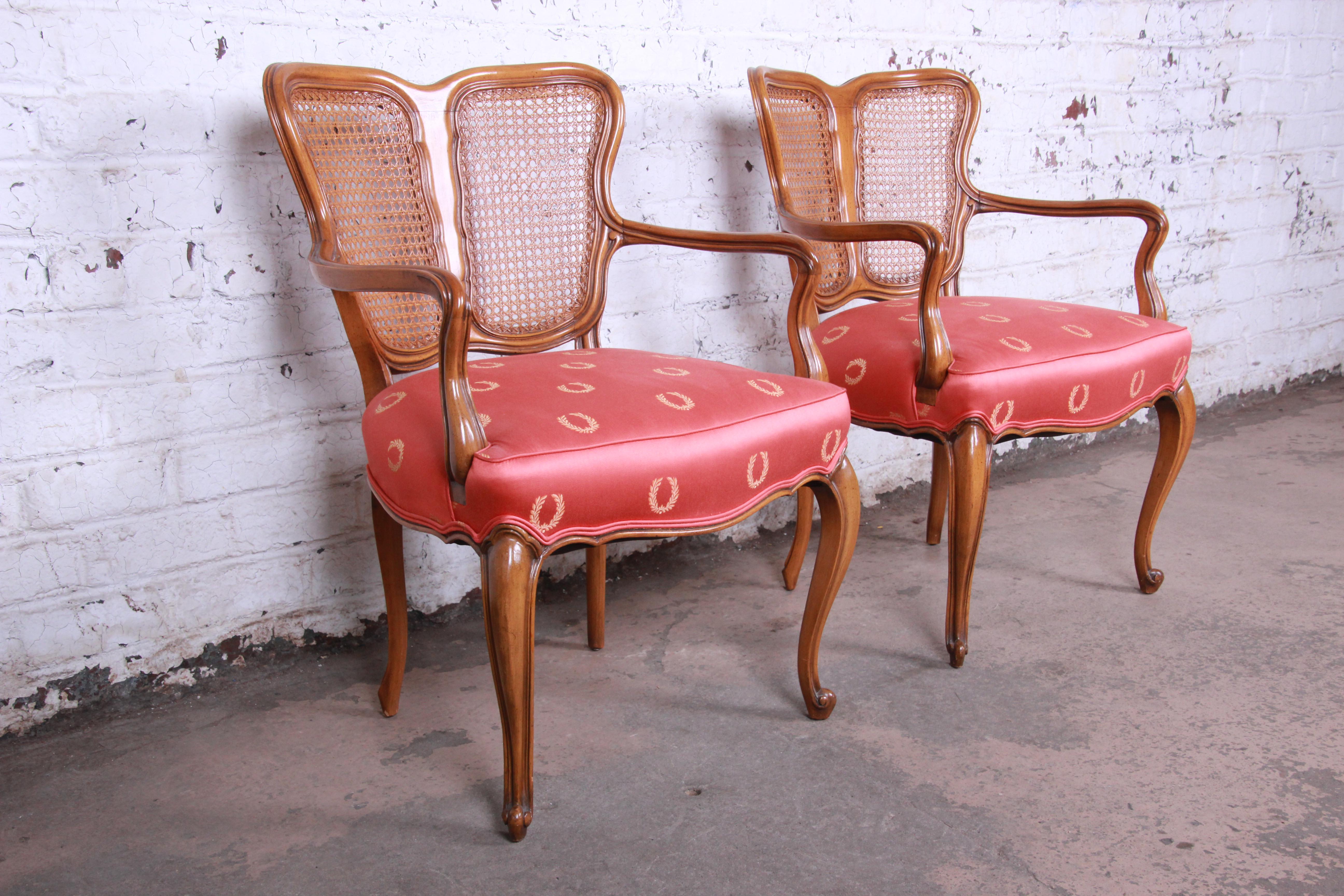 American Vintage French Provincial Louis XV Style Armchairs, Pair