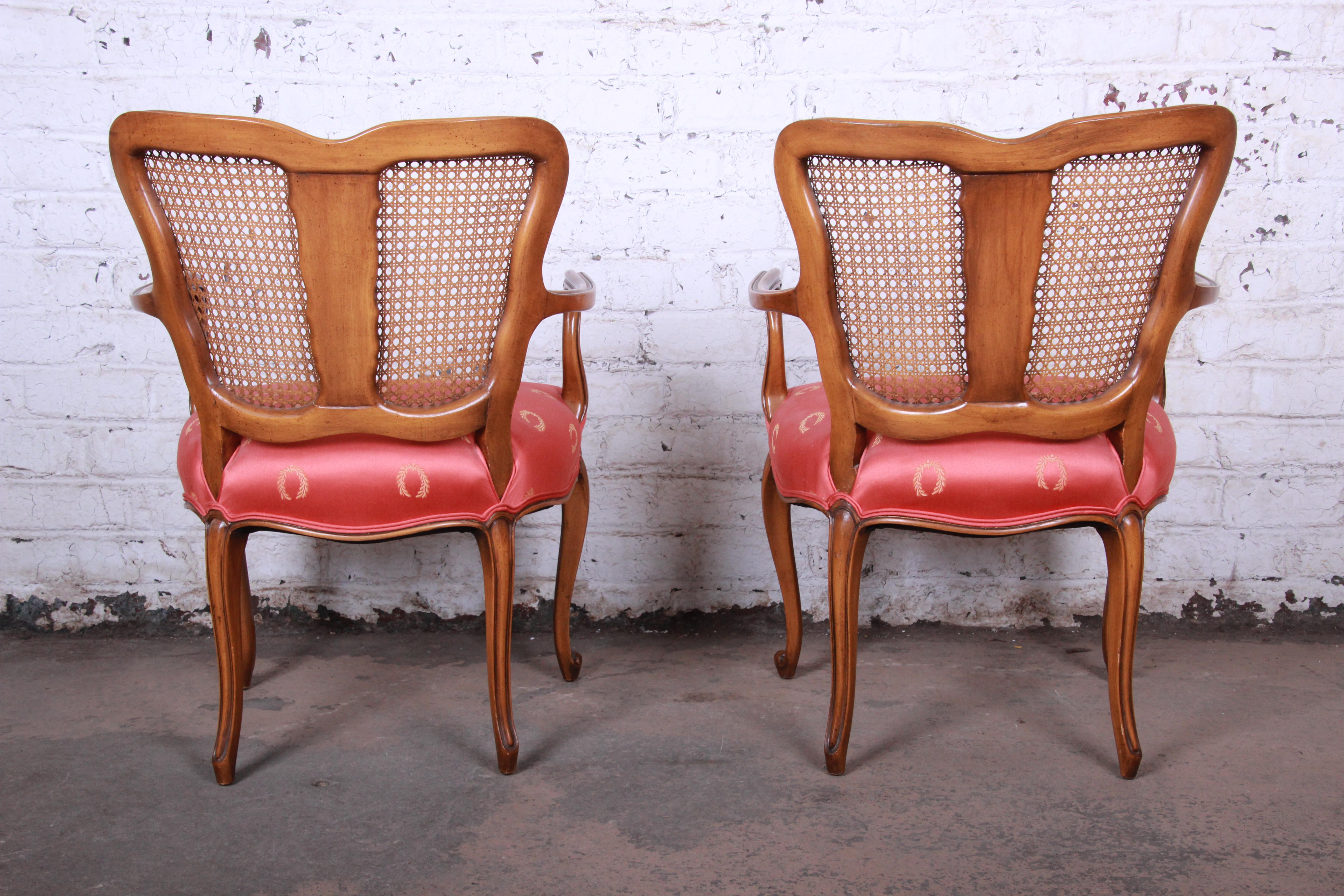 20th Century Vintage French Provincial Louis XV Style Armchairs, Pair