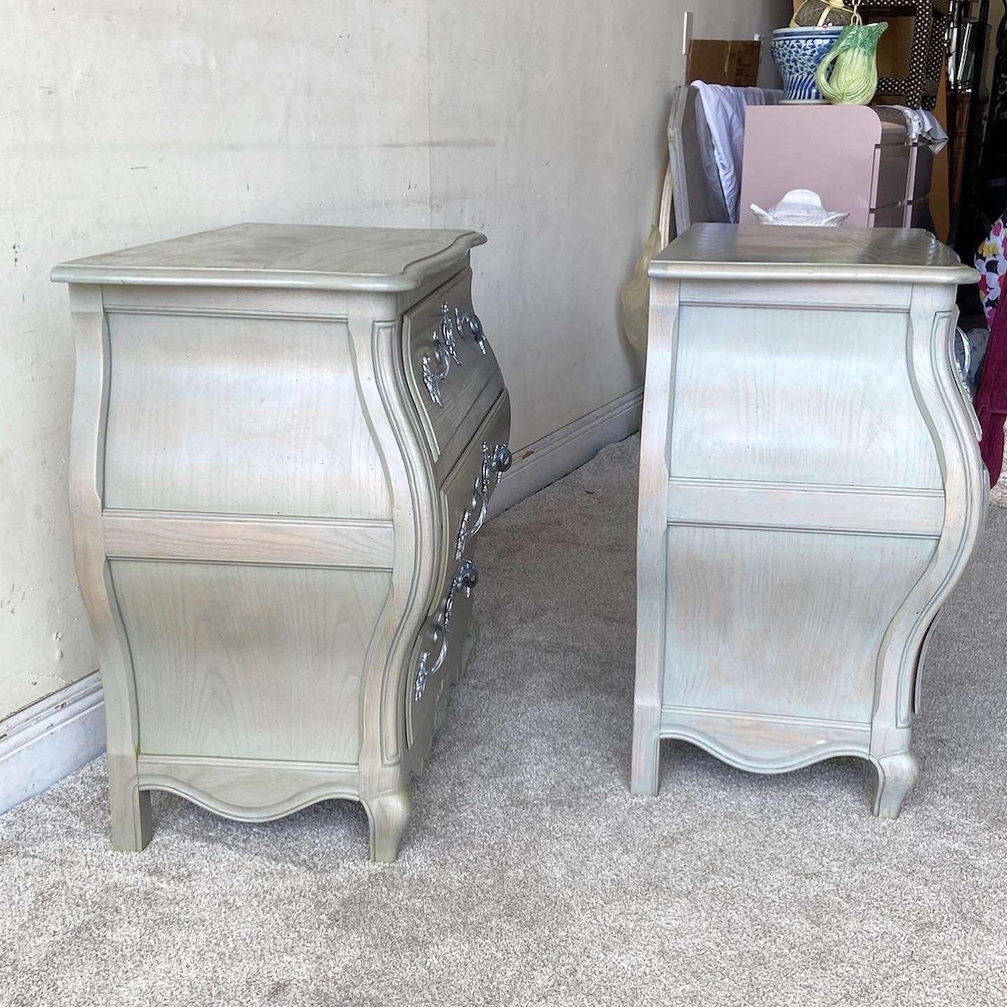 American Vintage French Provincial Louis Xv Style Bombé Commodes by Baker - a Pair For Sale