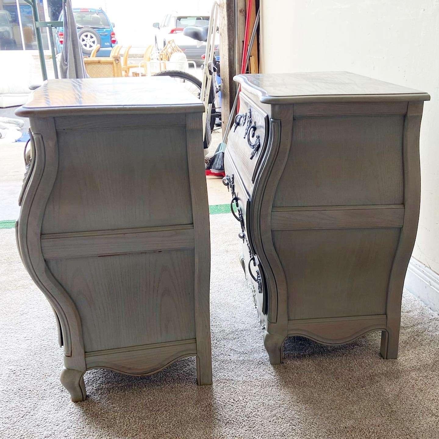 Vintage French Provincial Louis Xv Style Bombé Commodes by Baker - a Pair For Sale 1
