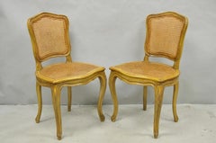 Vintage French Provincial Louis XV Style Cane Dining Side Chairs - Set of 6