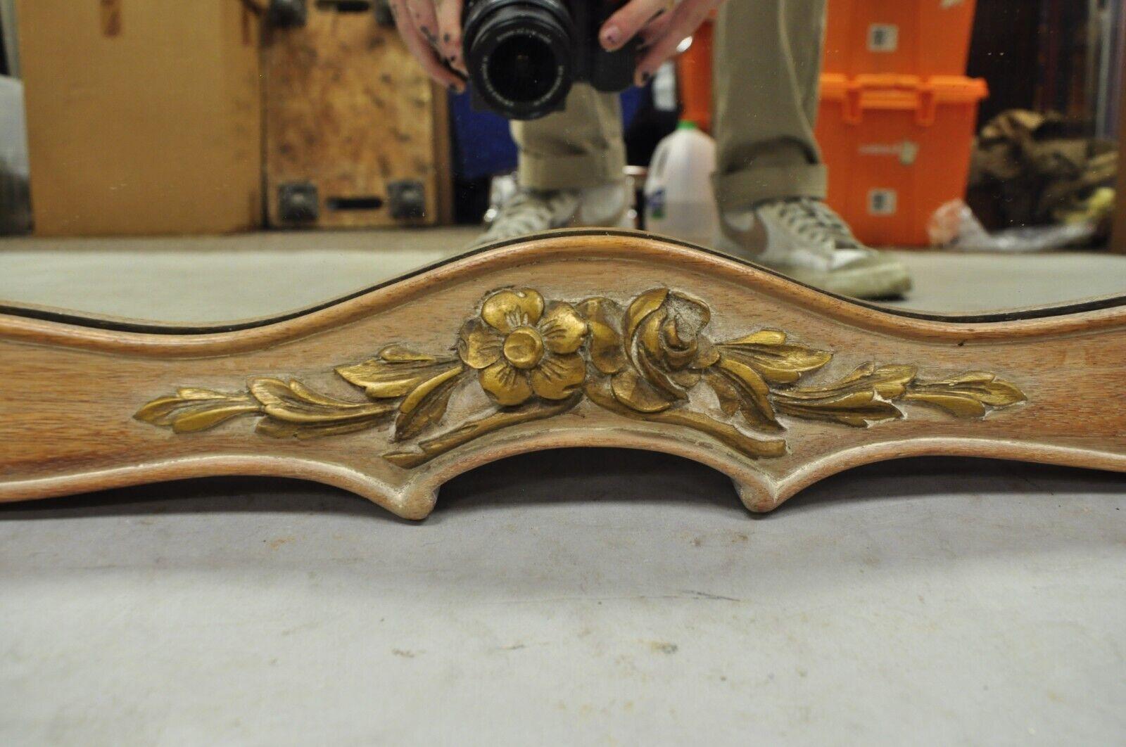 Vintage French Provincial Louis XV Style Carved Wood Urn Console Wall Mirror For Sale 2