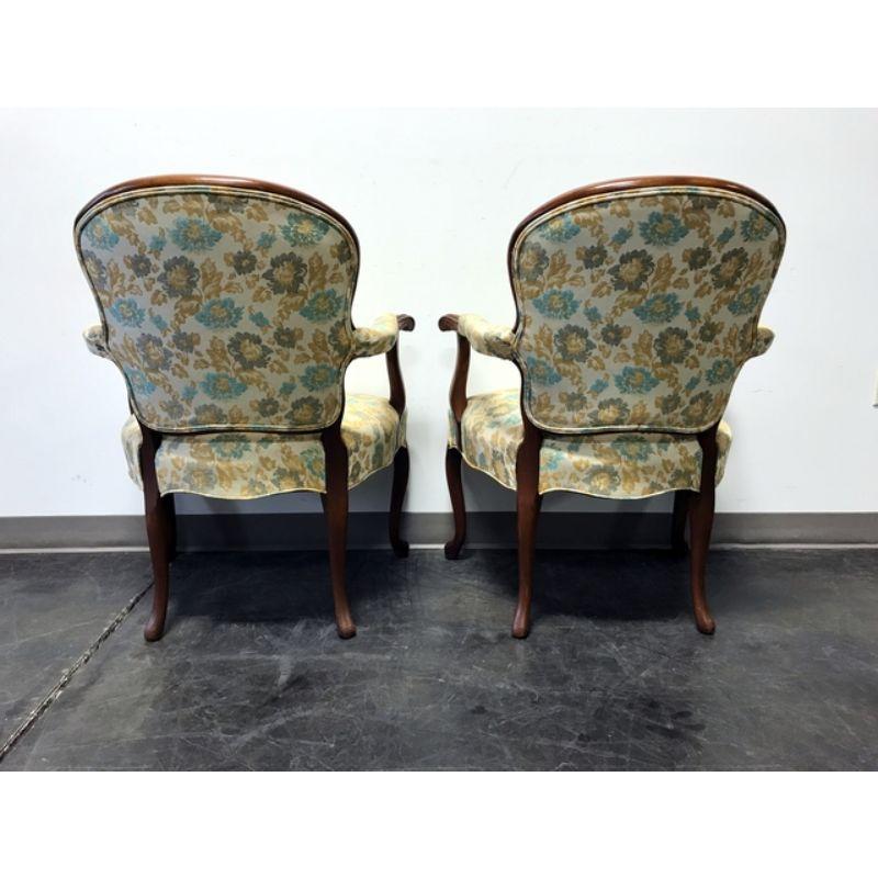 20th Century Vintage French Provincial Louis XV Style Fauteuils Open Armchairs - Pair