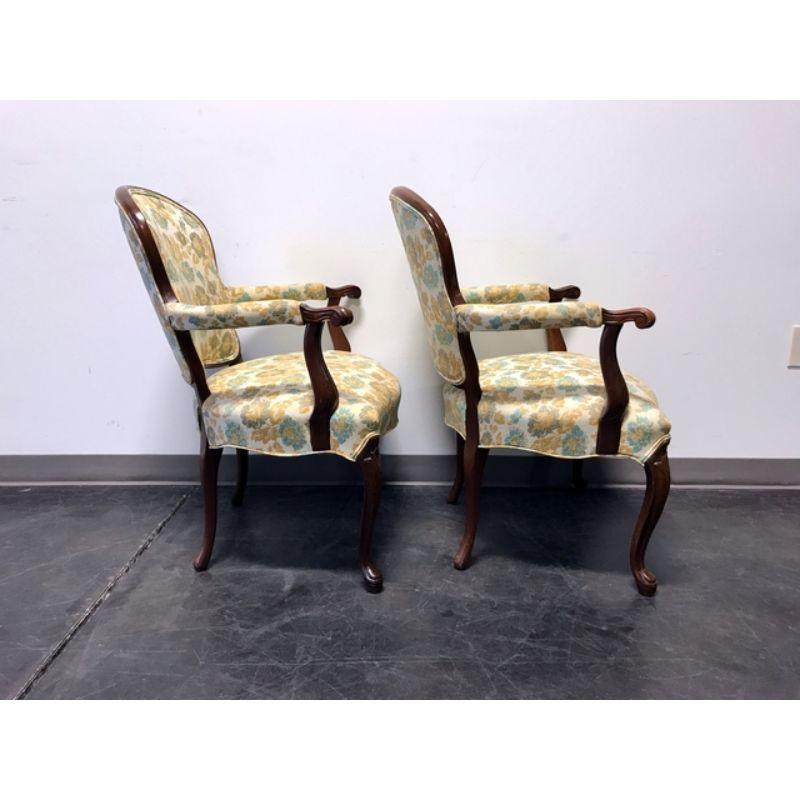 Vintage French Provincial Louis XV Style Fauteuils Open Armchairs - Pair 1