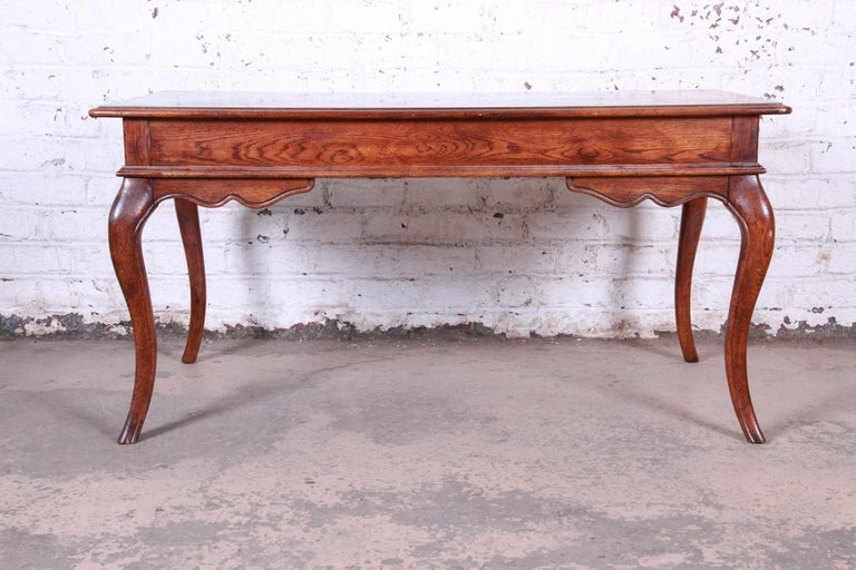Vintage French Provincial Louis Xv Style Oak Writing Desk By