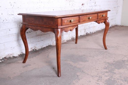 Vintage French Provincial Louis Xv Style Oak Writing Desk By