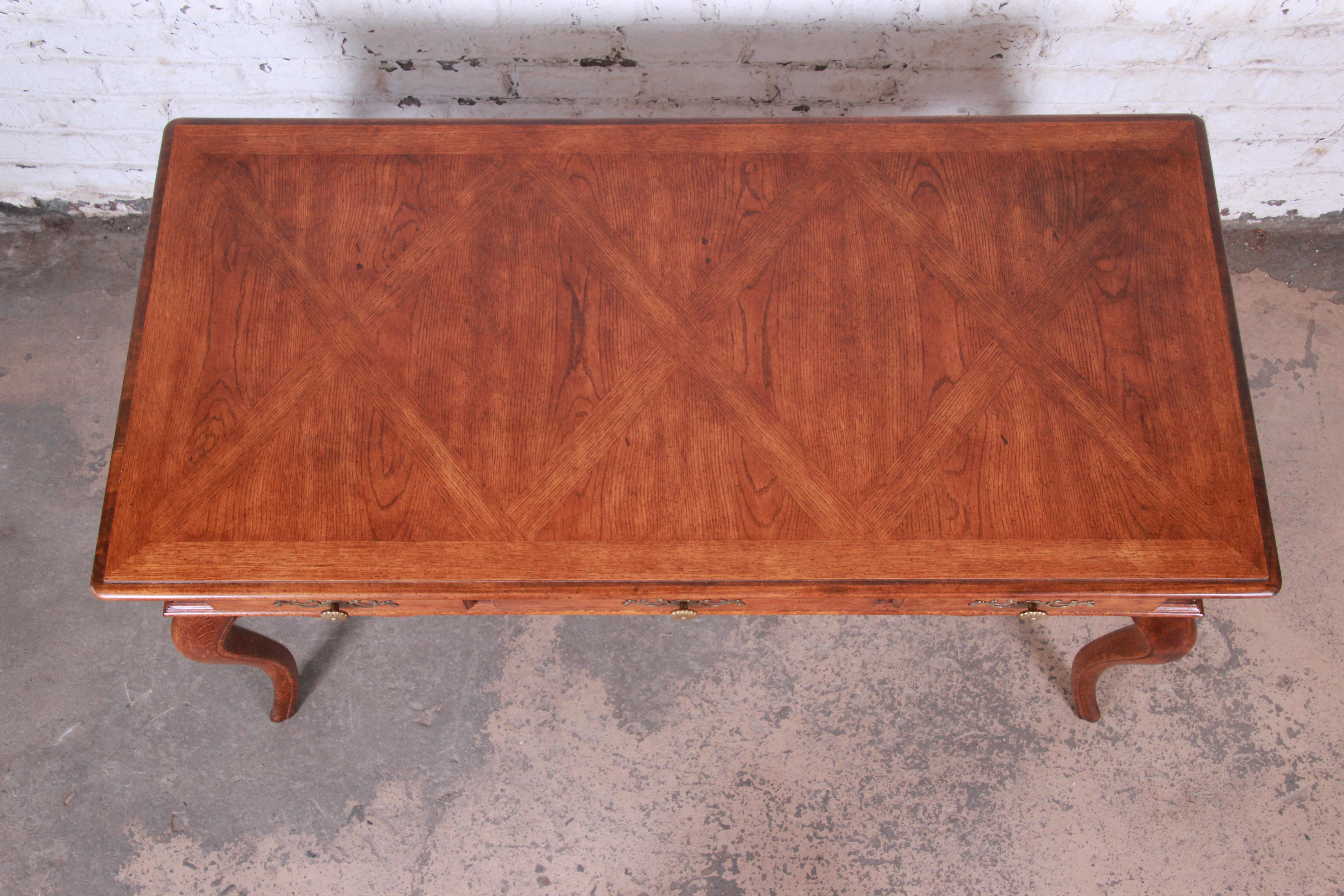 American Vintage French Provincial Louis XV Style Oak Writing Desk by Hickory