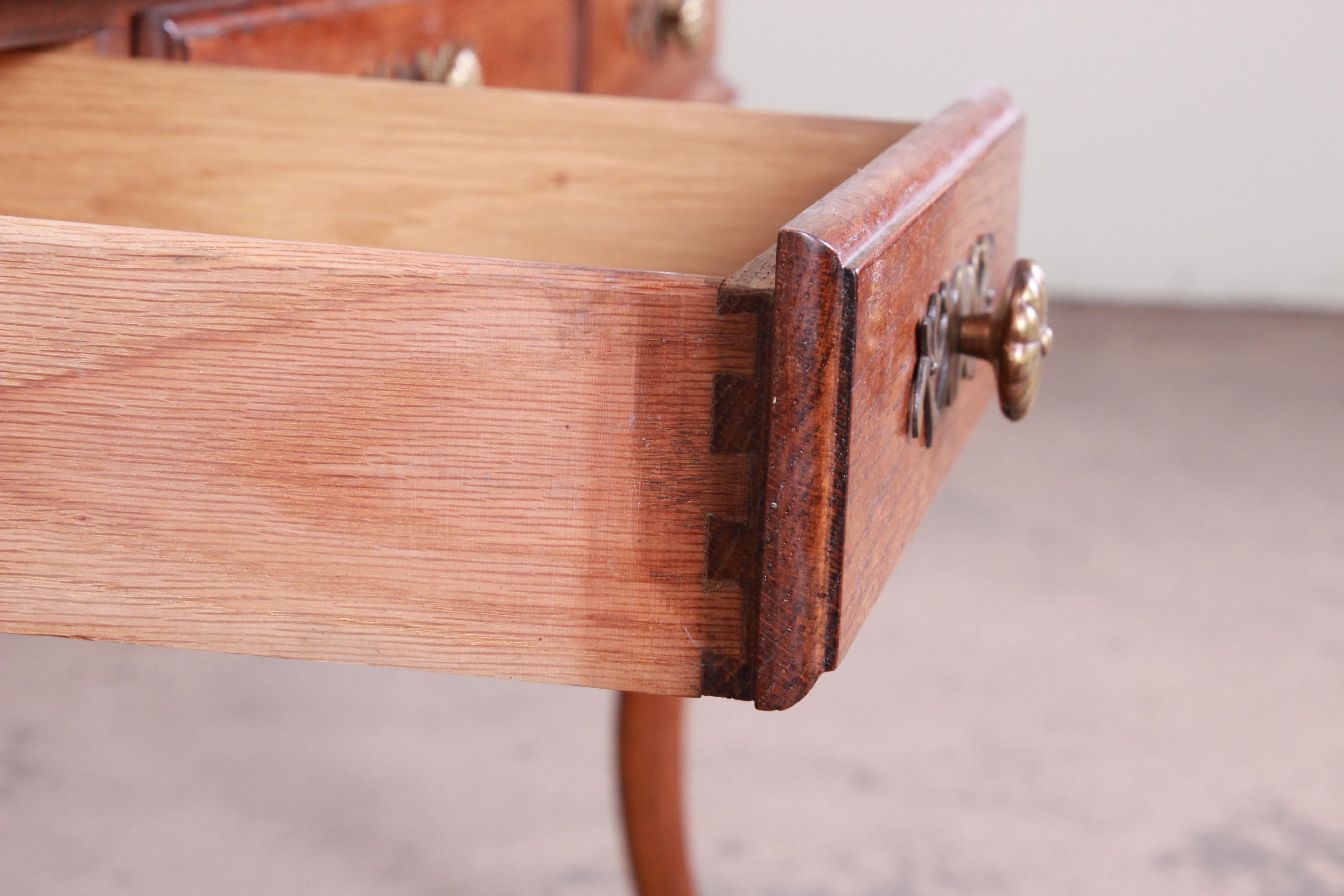 Vintage French Provincial Louis XV Style Oak Writing Desk by Hickory 2