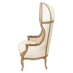 Vintage French Provincial Louis XV Style Upholstered Porters Chair