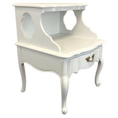 French Provincial Louis XV White Painted Nightstand by Continental Furniture Co