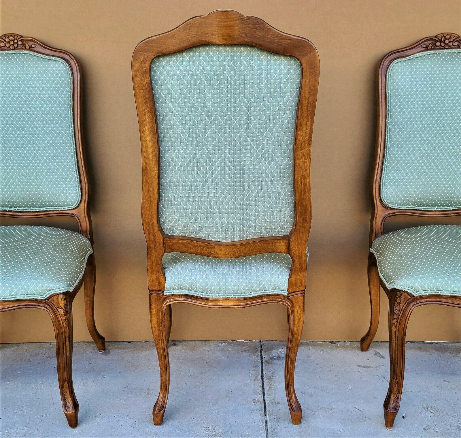 20th Century (6) Vintage French Provincial Louis XV Upholstered Dining Chairs