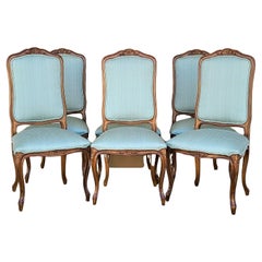 Vintage French Provincial Louis XV Upholstered Dining Chairs, Set of 6