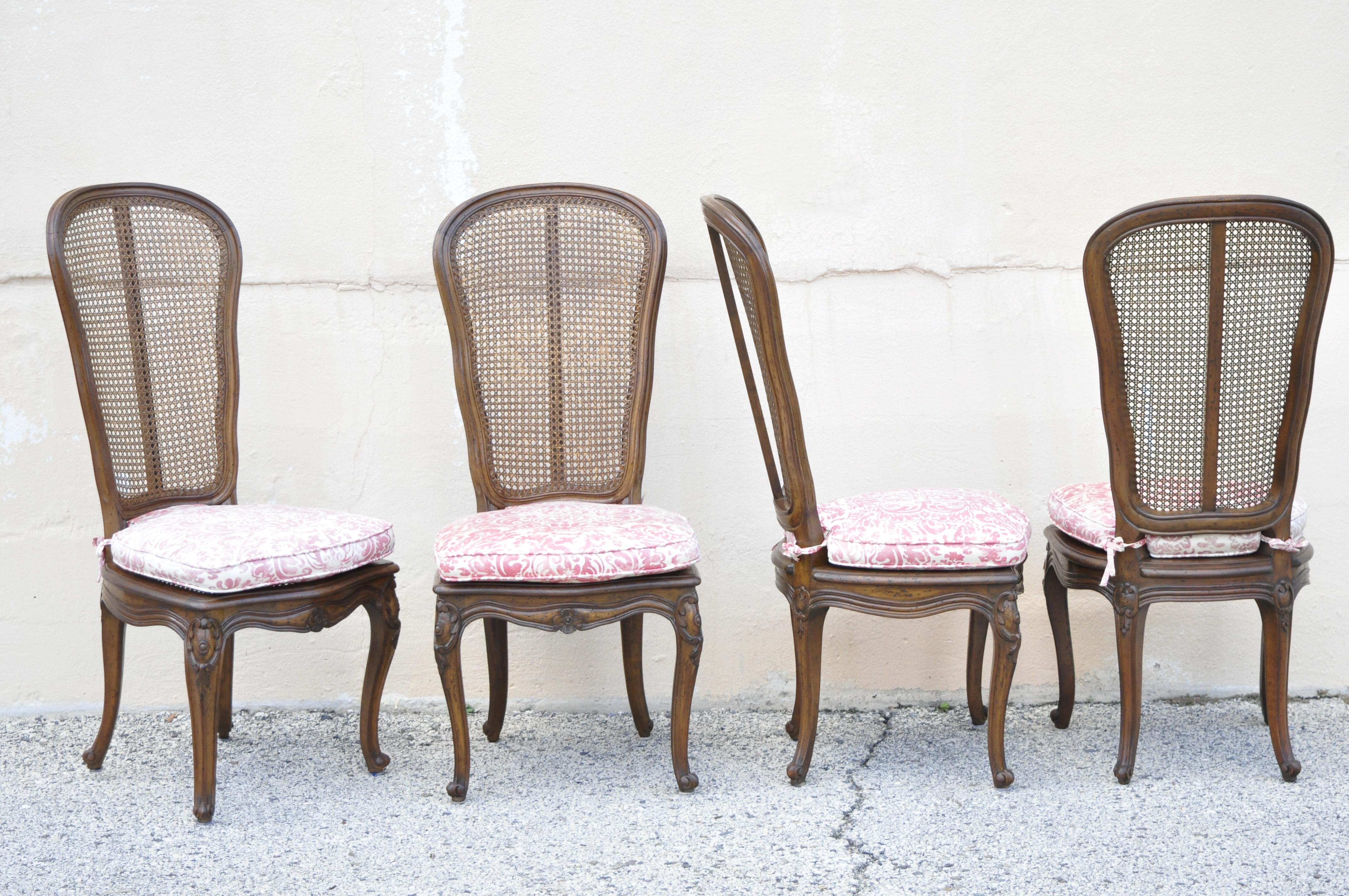 Vintage French Provincial Louis XV Walnut Cane Dining Side Chairs, Set of 6 For Sale 8