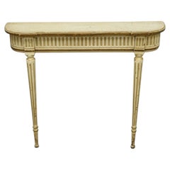 Vintage French Provincial Louis XVI Distress Cream Painted Wall Console Table