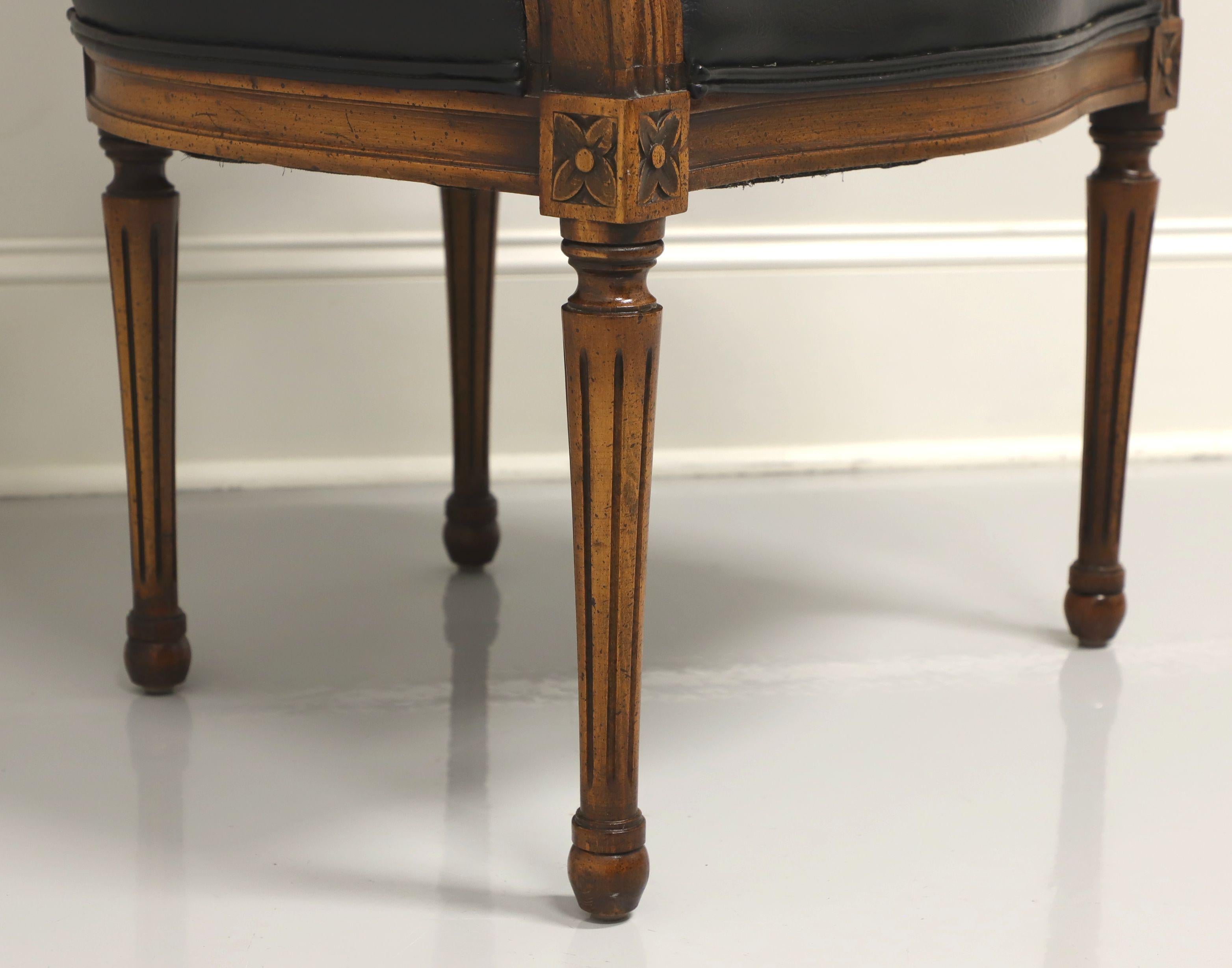 Vintage French Provincial Louis XVI Style Armchair w/ Leather Seat & Caned Back 3