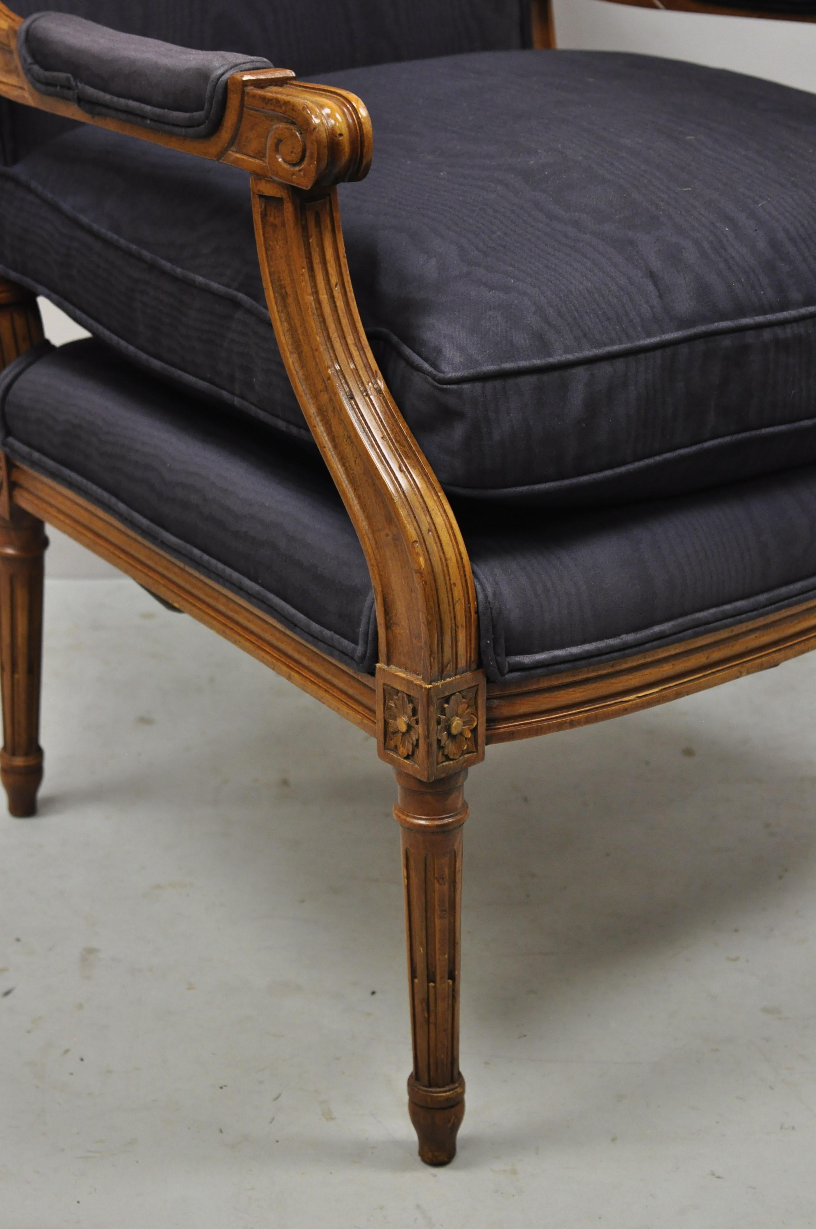 Vintage French Provincial Louis XVI Style Bergere Fireside Lounge Arm Club Chair 6