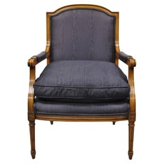 Vintage French Provincial Louis XVI Style Bergere Fireside Lounge Arm Club Chair