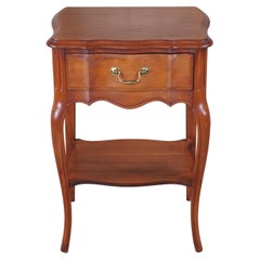 Vintage French Provincial Mahogany Serpentine Bedside Table W/ Drawer Nightstand