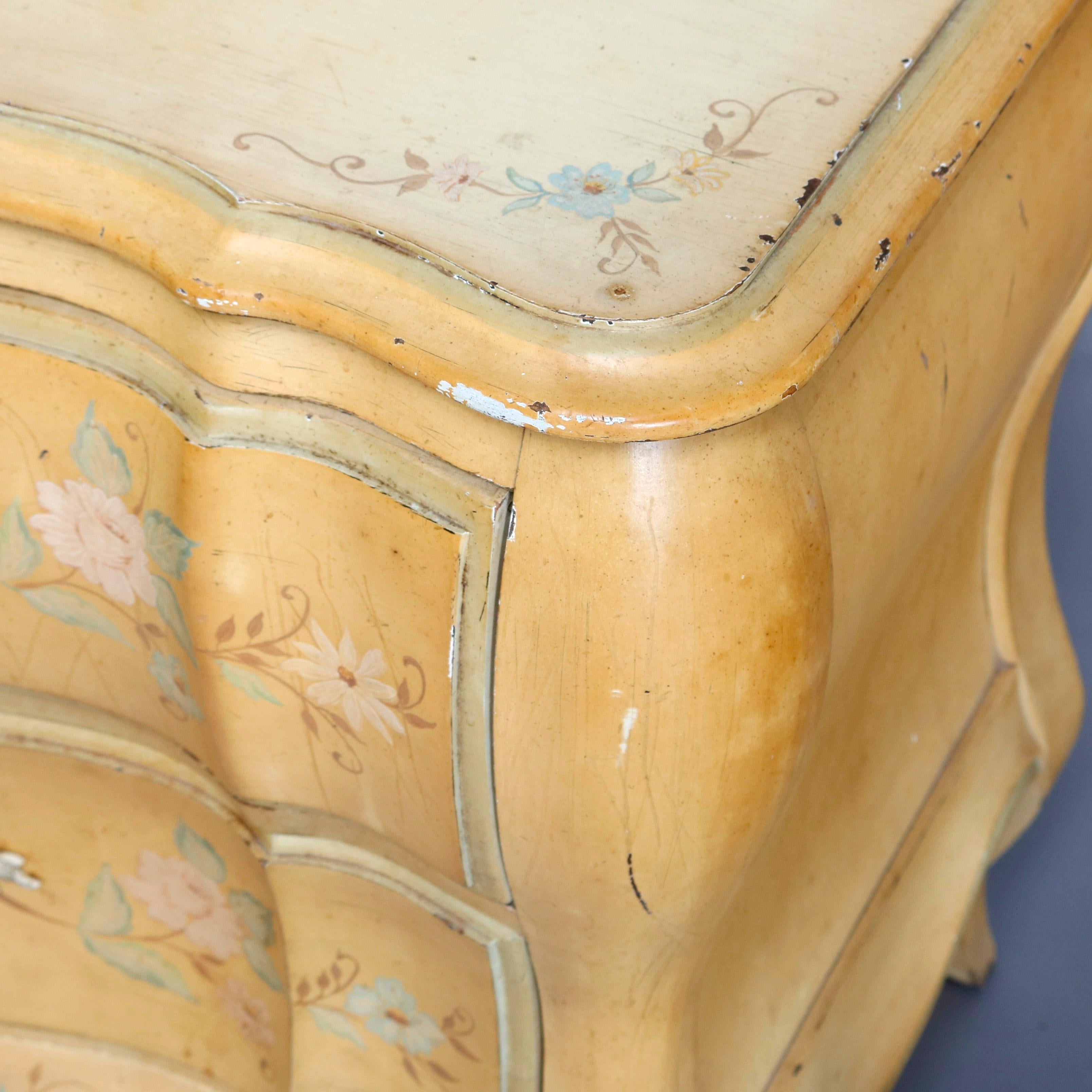 Wood French Provincial Paint Decorated 2-Drawer Side Stands by White, 20th Century For Sale